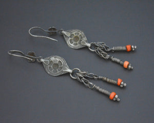 Uzbek Silver Coral Earrings