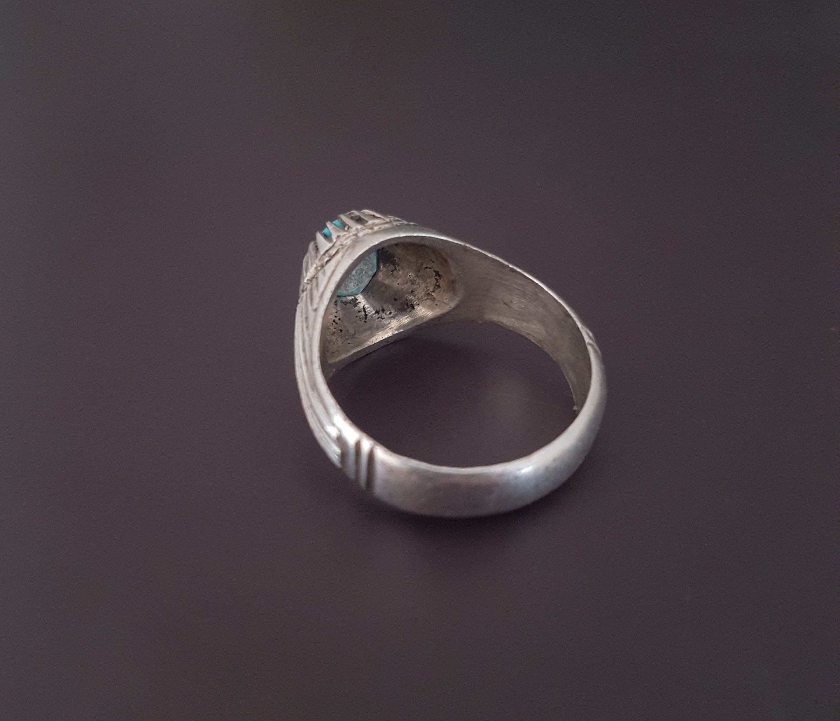 Afghani Silver Turquoise Ring - Size 8.5