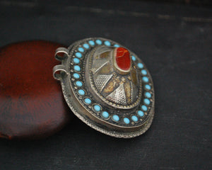 Kazakh Gilded Pendant with Carnelian and Turquoise