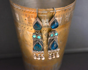 Rajasthani Earrings with Blue Glass