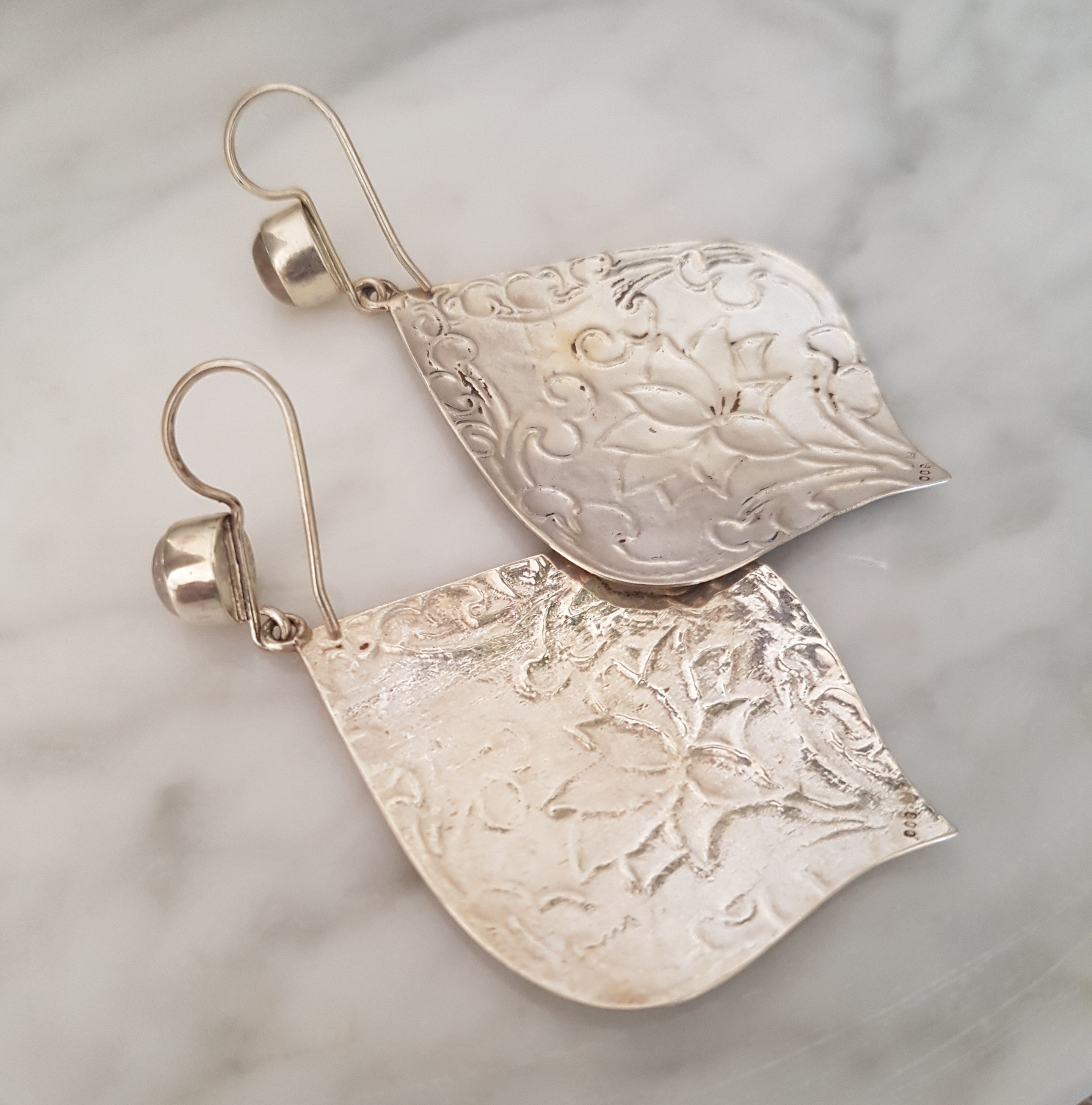 Nepali Moonstone Lotus Dangle Earrings