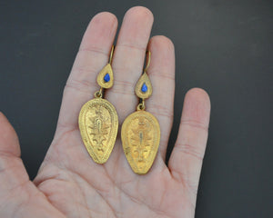 Vintage Kazakh Gilded Lapis Lazuli Earrings