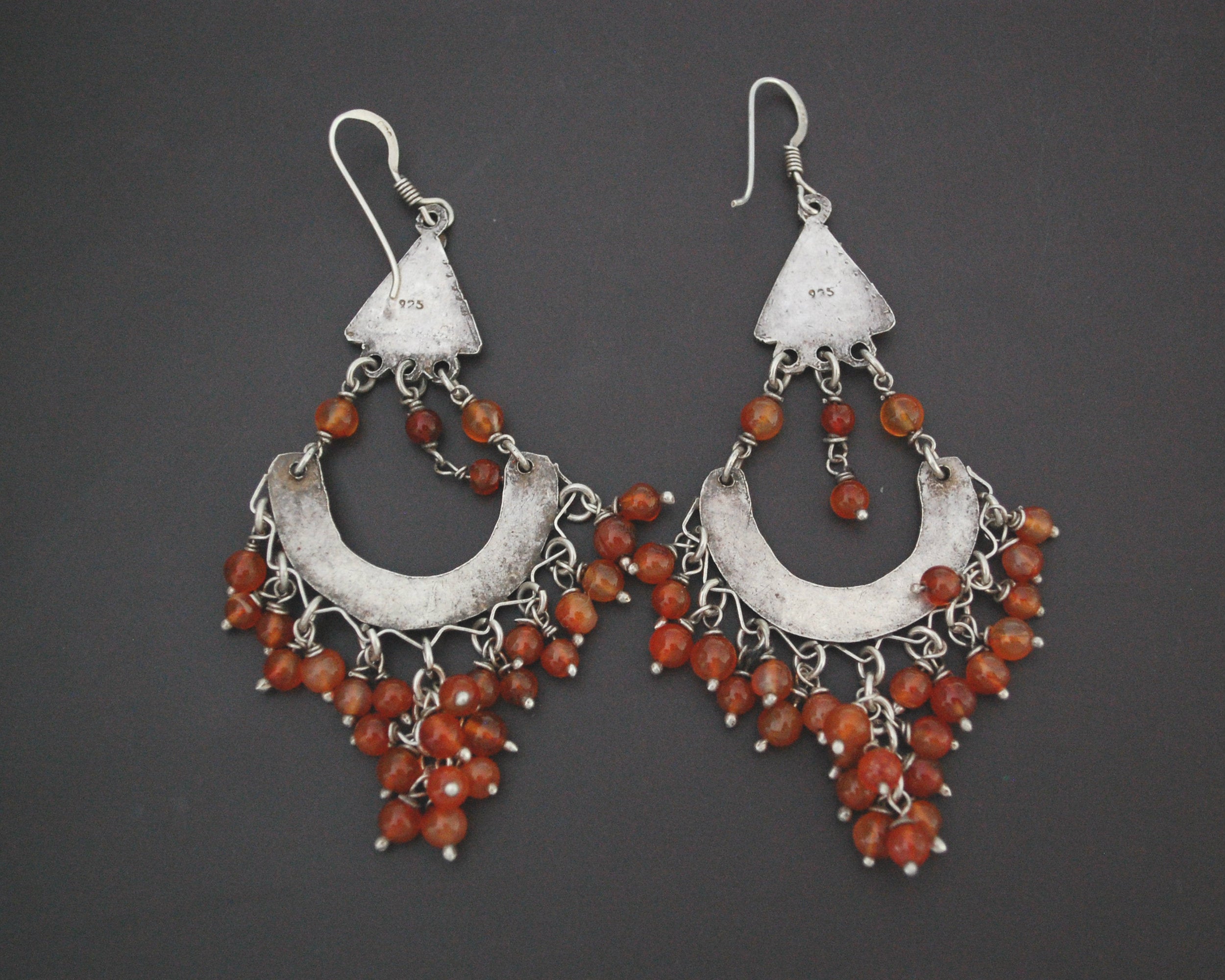 Ethnic Carnelian Chandelier Dangle Earrings from India