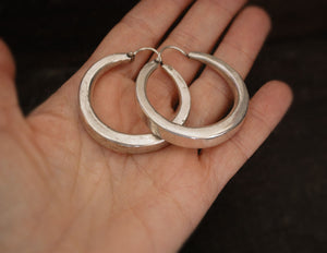 Ethnic Sterling Silver Hoop Earrings - LARGE
