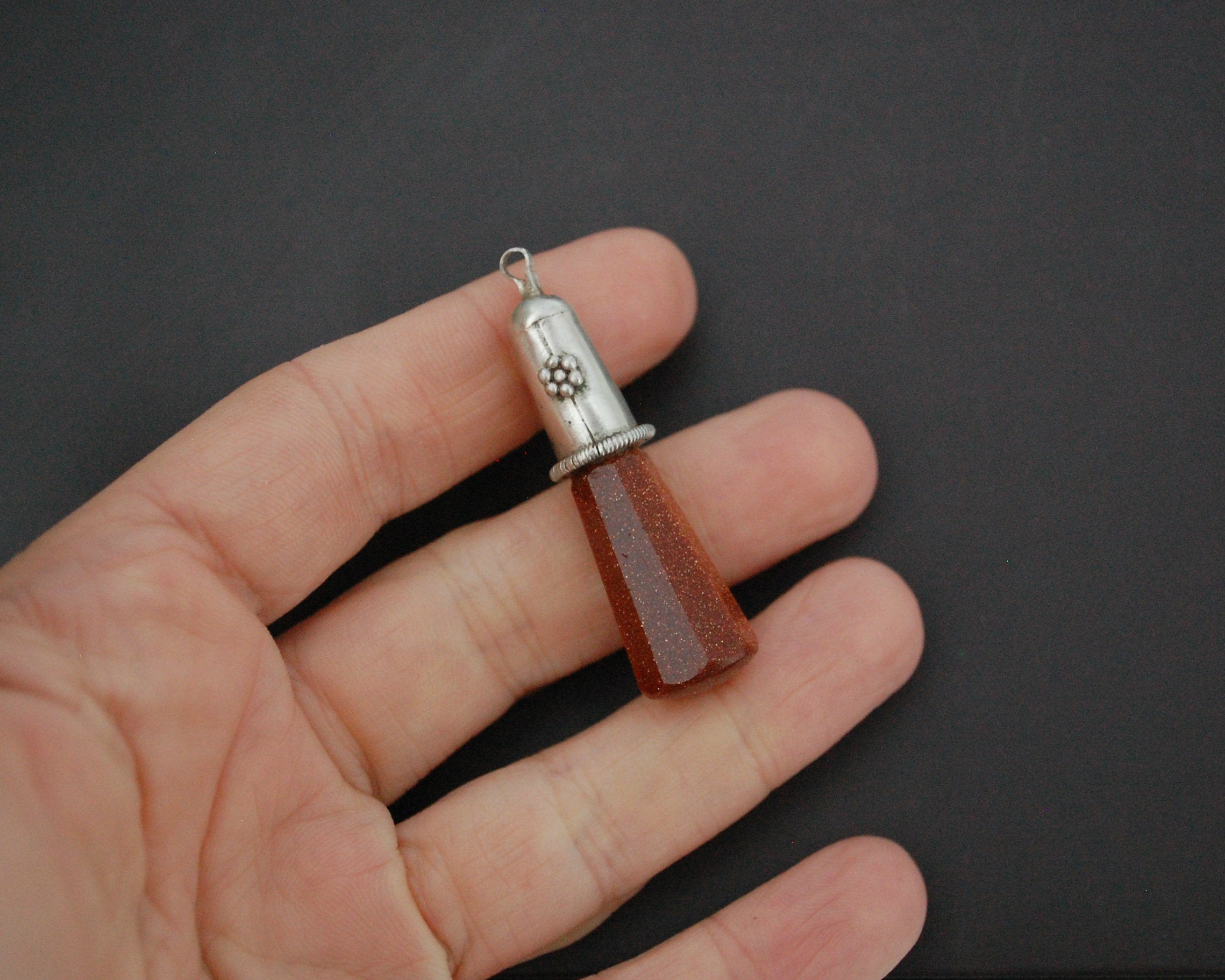 Sun Star Stone Pendant with Sterling Silver Setting