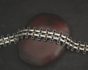Rajasthani Silver Link Bracelet with Flower Design