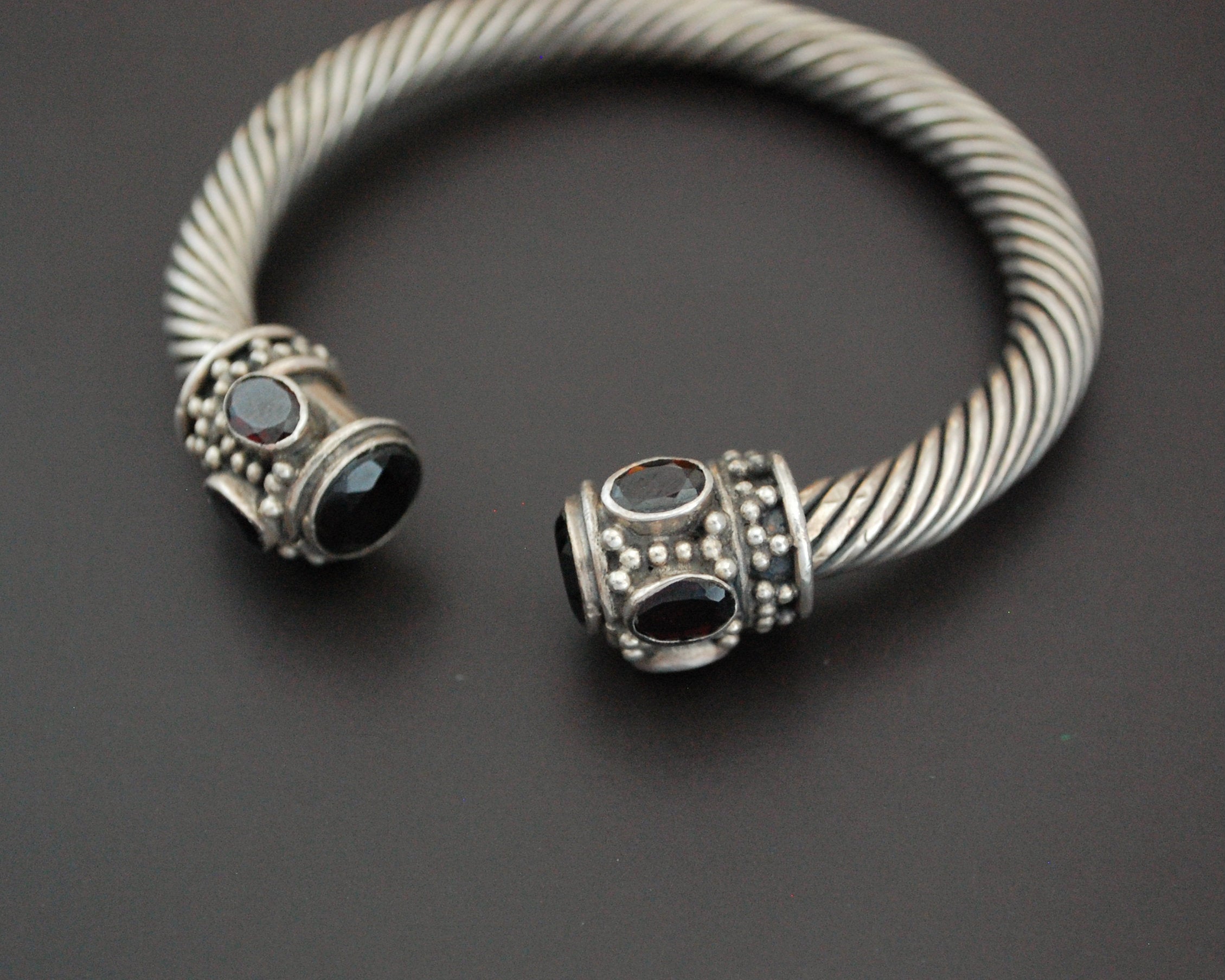 Solid Twisted Garnet Cuff Bracelet
