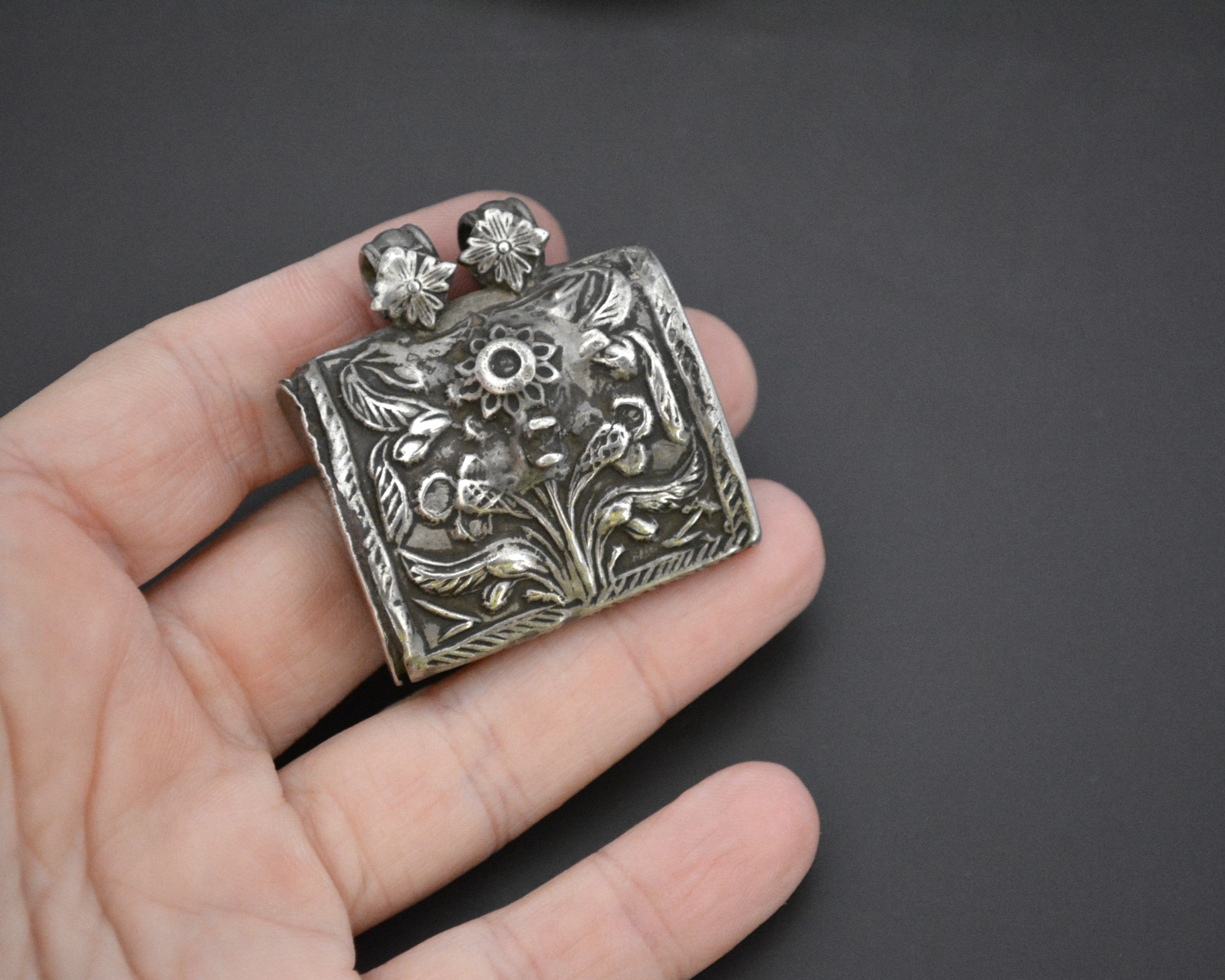 Old Indian Silver Box Pendant