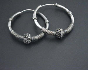 Ethnic Bali Hoop Earrings with Wire Work and Bead - Medium/Large