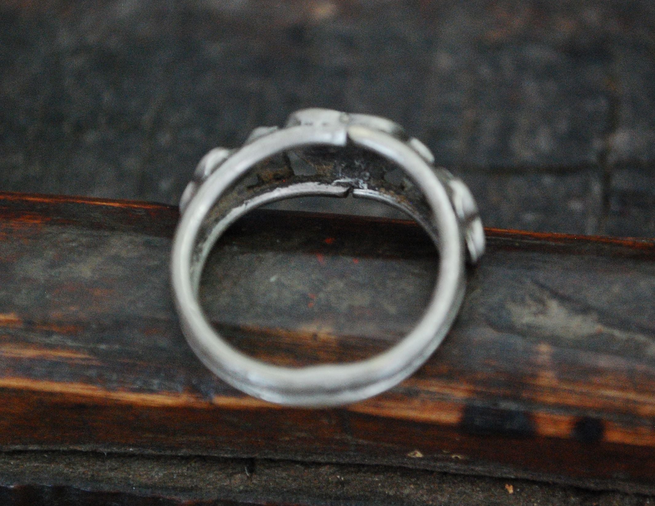 Old Indian Silver Tribal Ring - Size 9.5