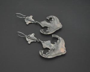 Afghani Peacock Silver Dangle Earrings