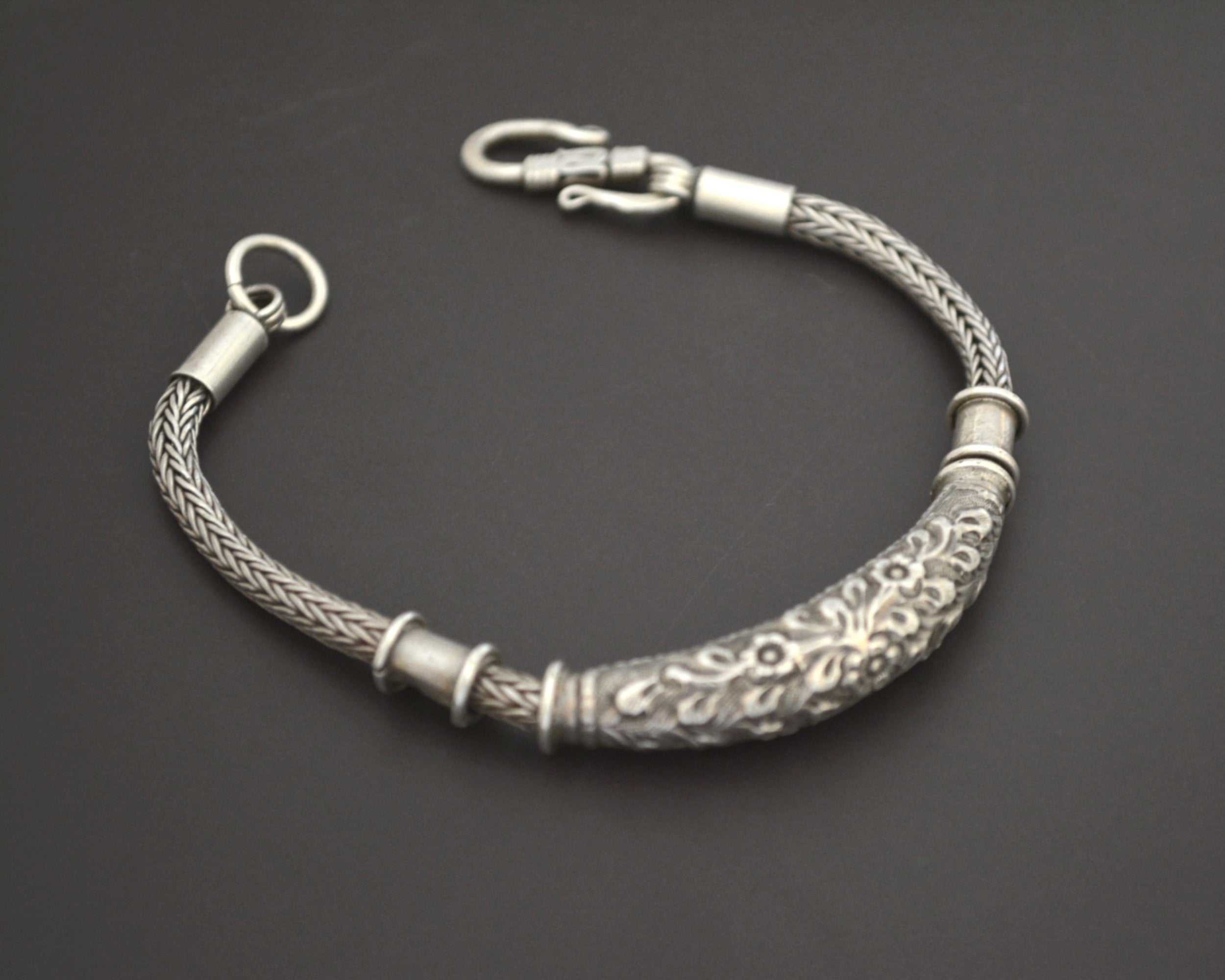 Bali Braided Snake Chain Bracelet with Silver Parts - Sterling Silver