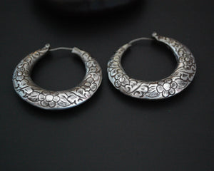 Nepali Hoop Earrings with Flowers - MEDIUM
