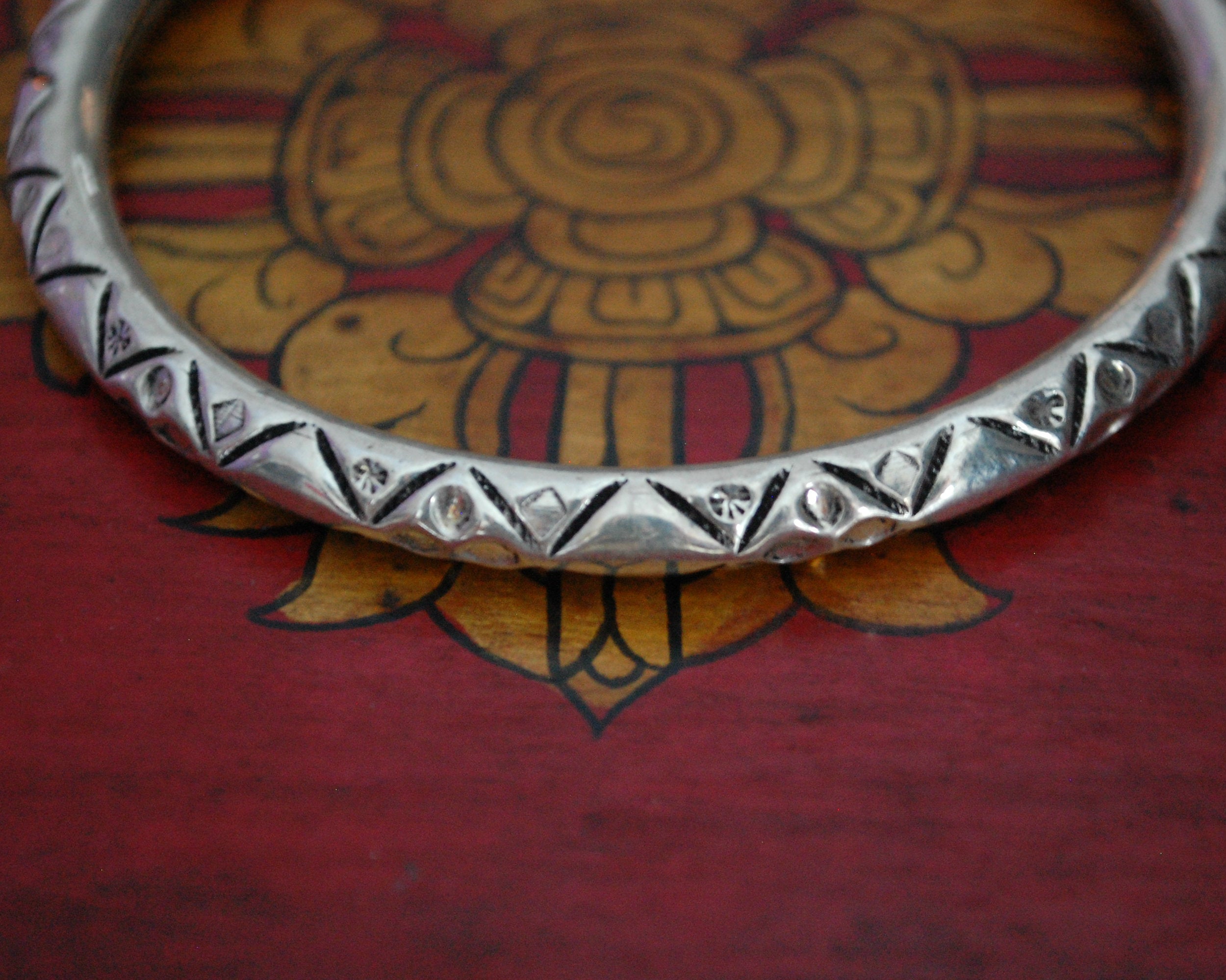 Ethnic Silver Elephant's Head Bracelet from India