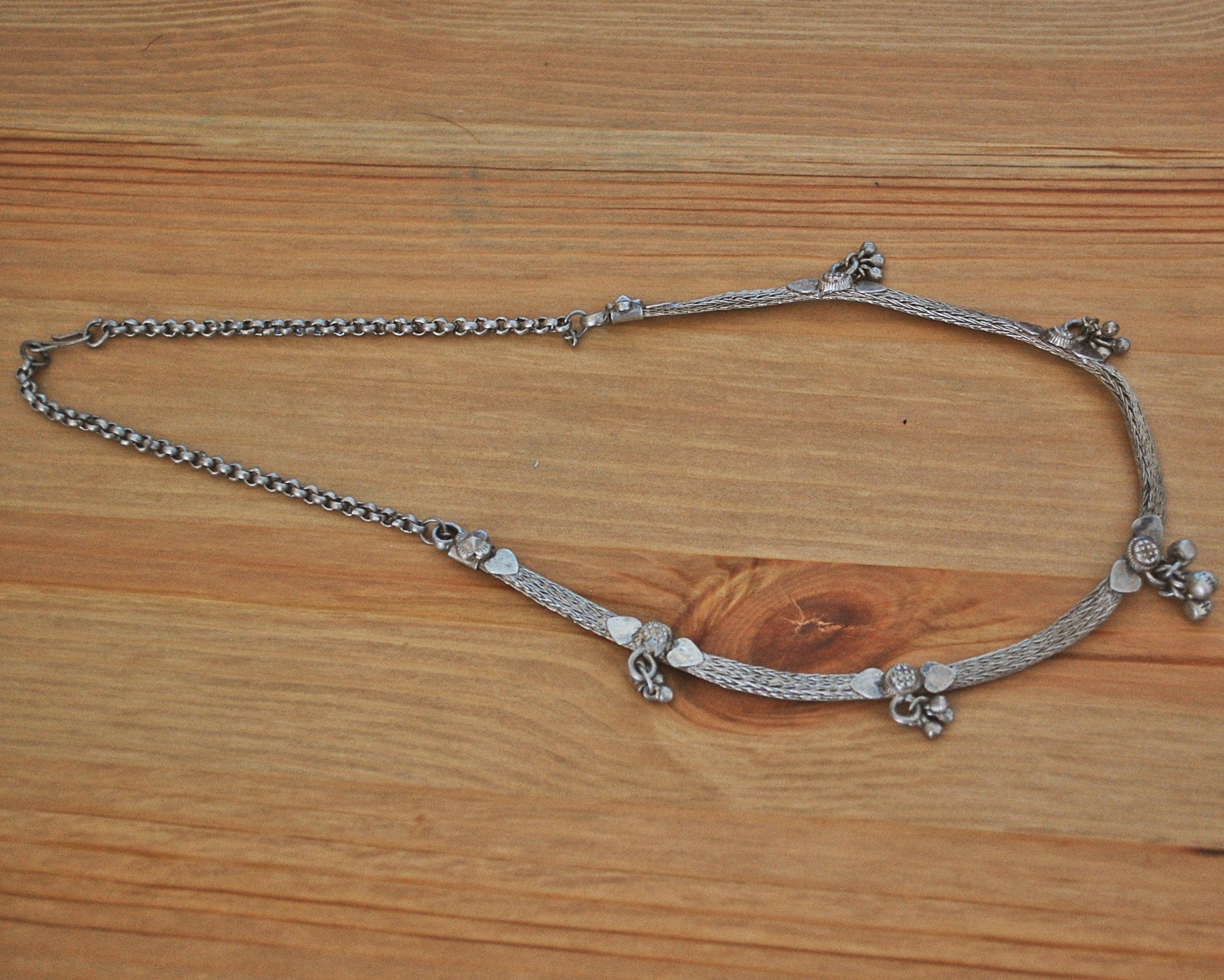 Indian Silver Choker Necklace with Bells