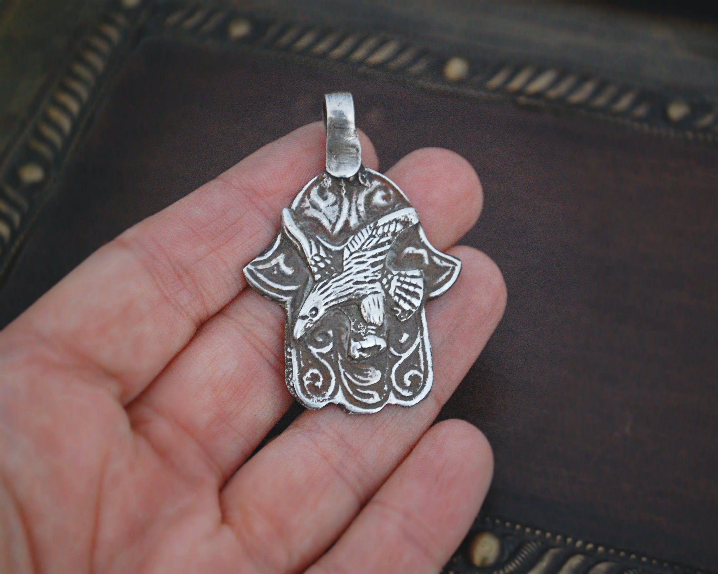 Old Berber Eagle Hamsa Pendant