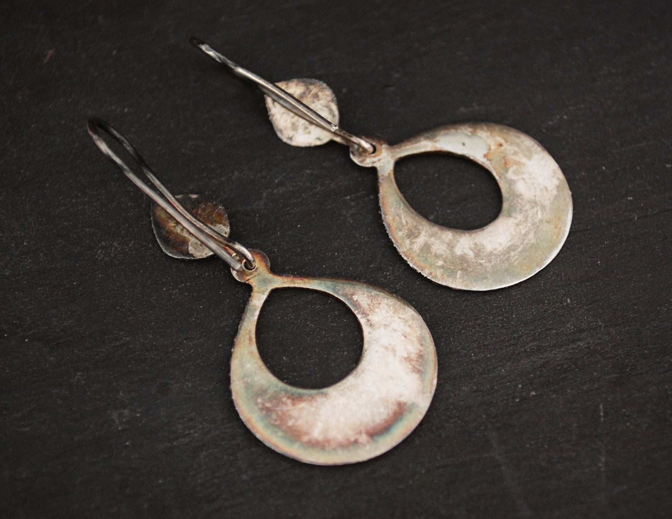 Tuareg Silver Earrings with Ebony Inlay