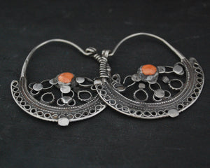 Reserved E. - Antique Afghani Hoop Earrings with Coral