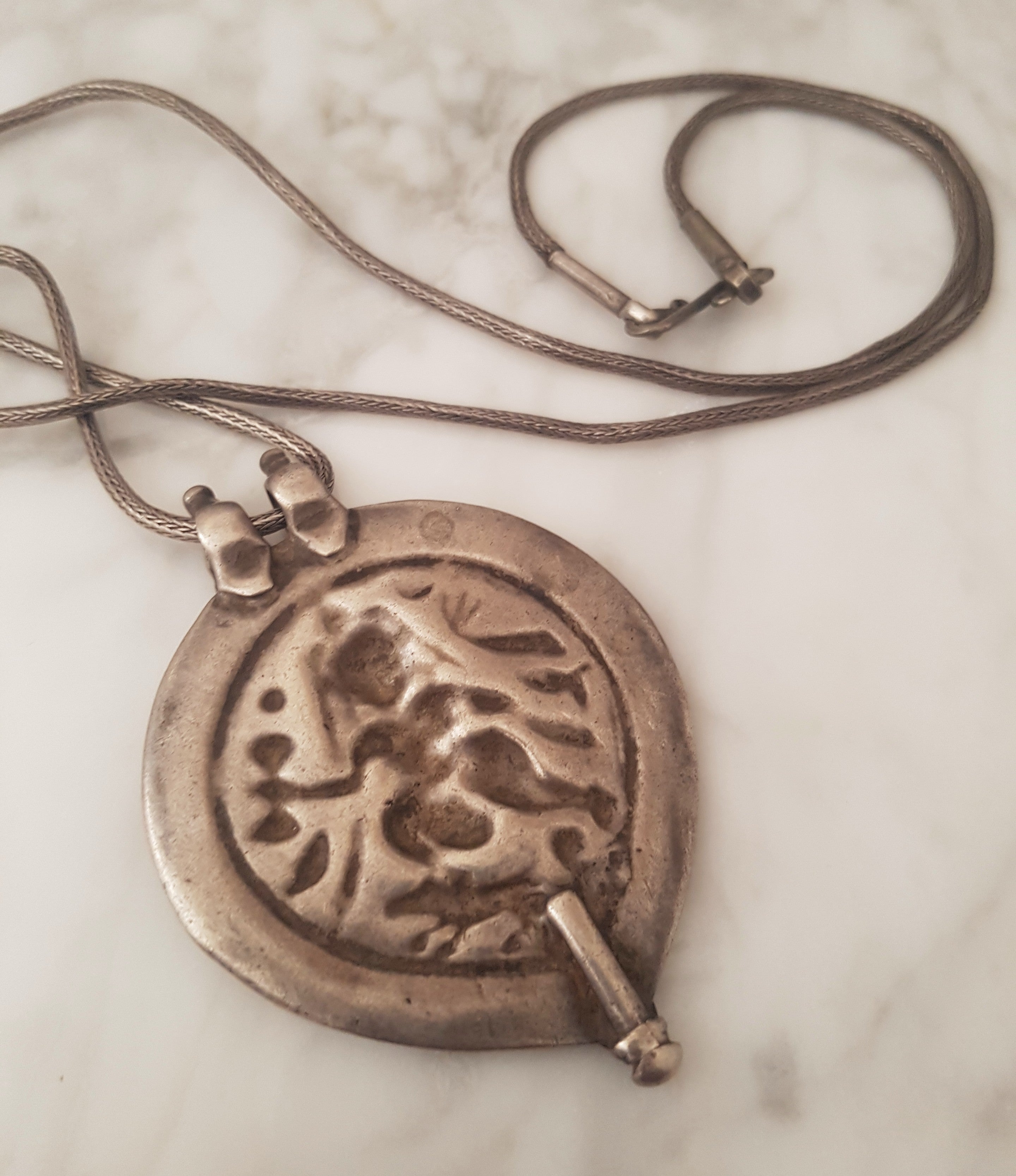 Large Old Hindu Amulet on Snake Chain