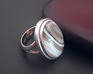 Ethnic Banded Agate Ring  - Size 6.25