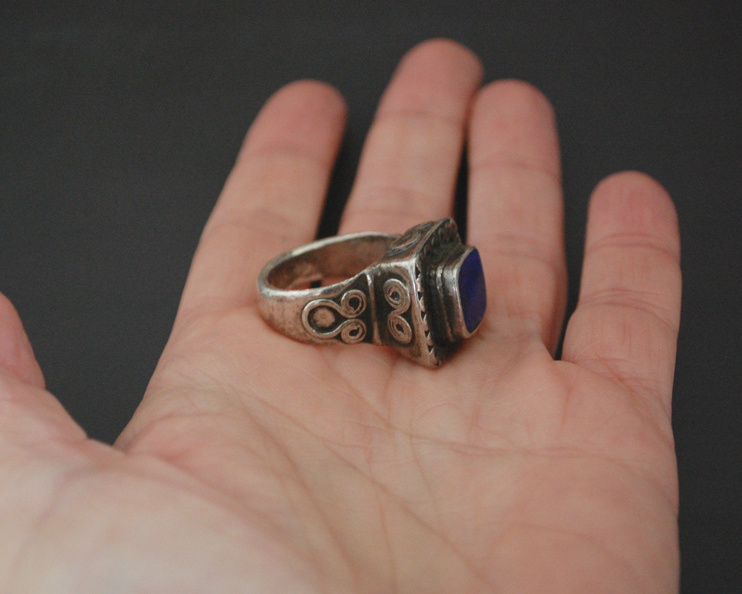 Old Afghani Lapis Lazuli Ring - Size 8.5