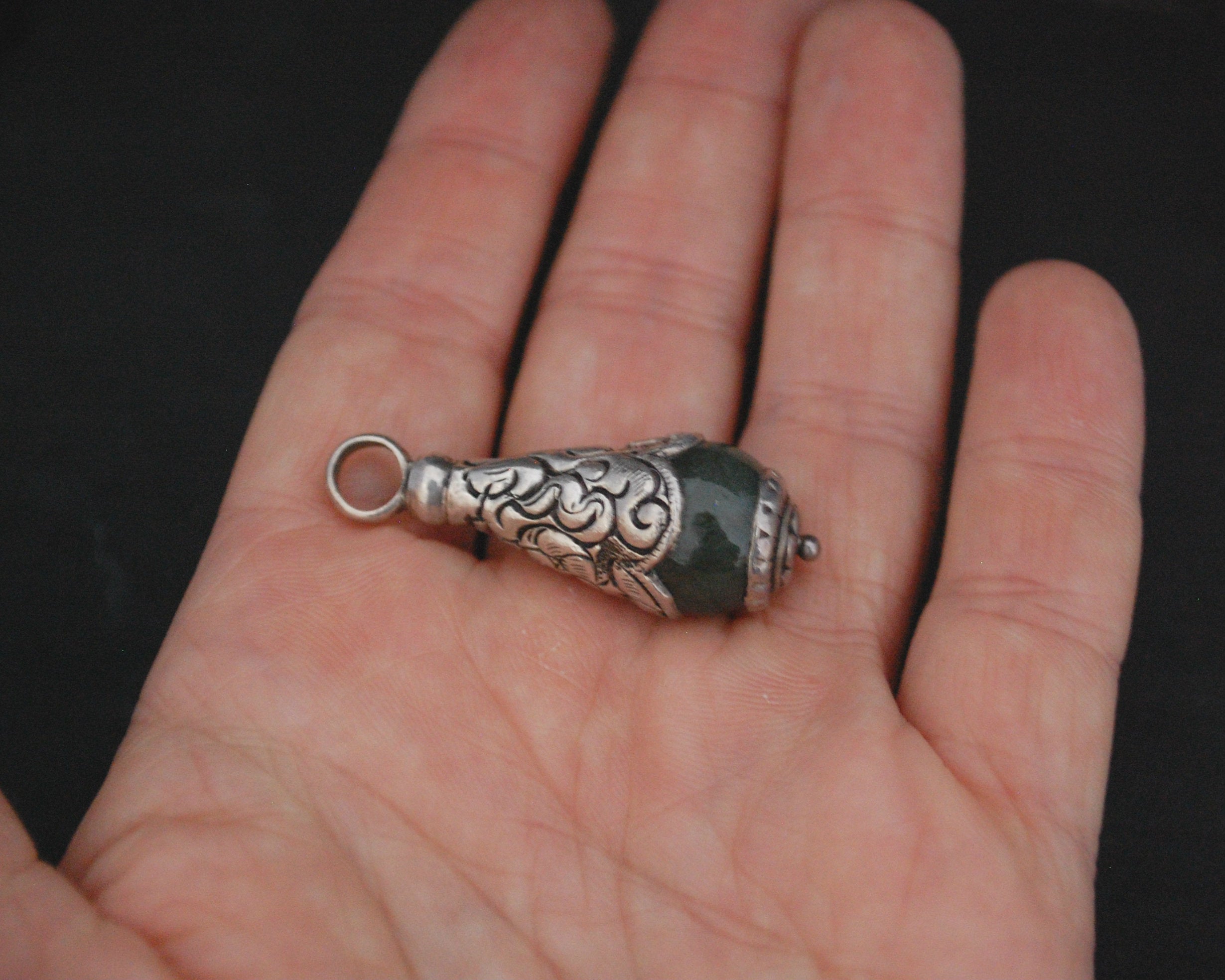 Nepali Jade Pendant with Repoussee