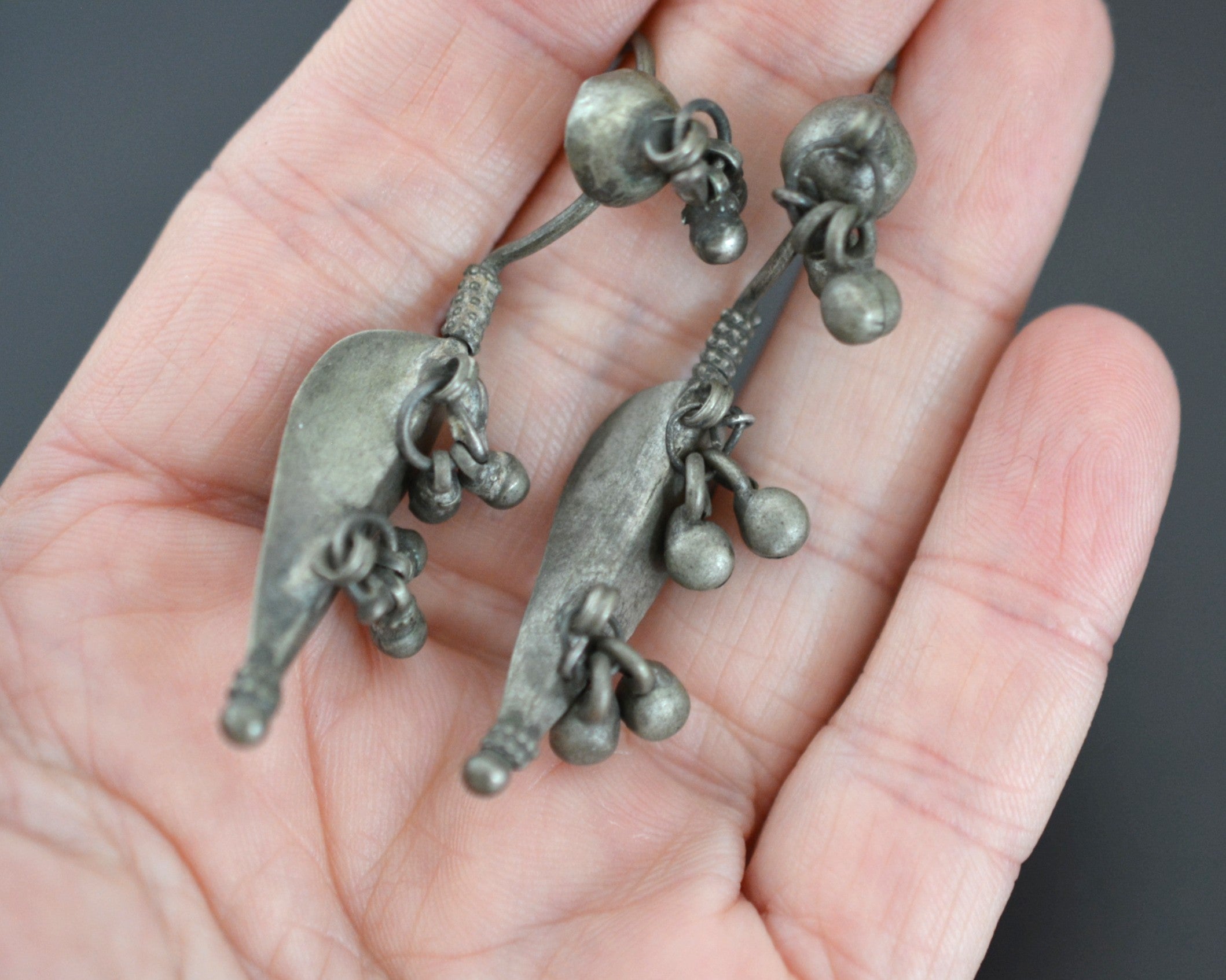 Old Rajasthani Silver Earrings with Bells