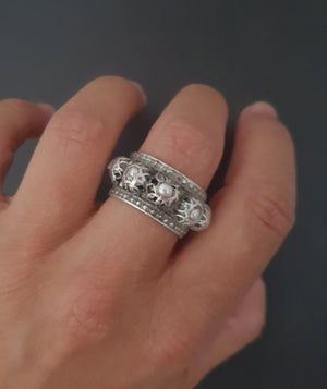 Old Yemeni Silver Band Ring - Size 8