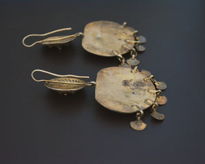 Huge Rajasthani Silver Gilded Dangle Earrings