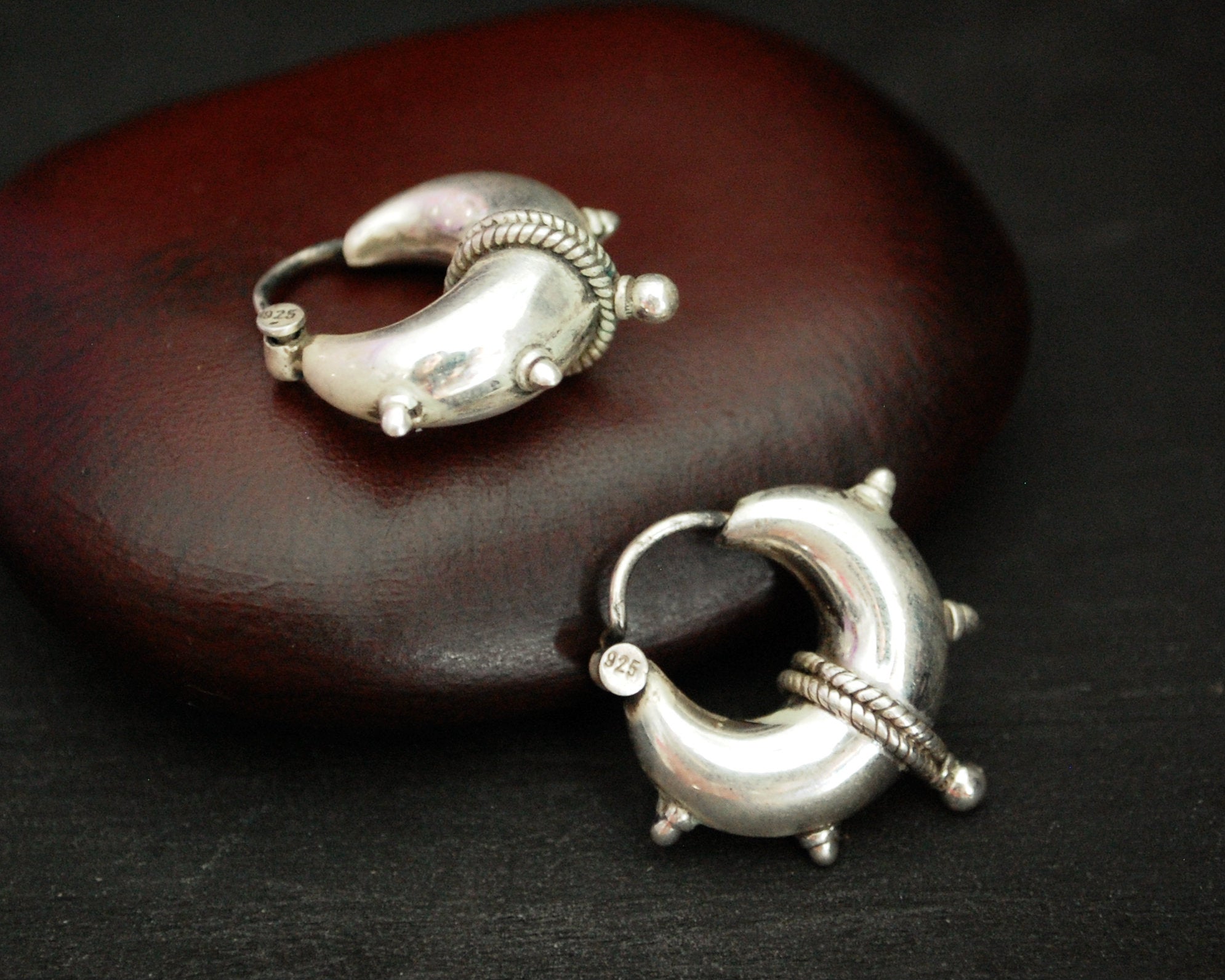 Rajasthani Hoop Earrings with Spikes - SMALL