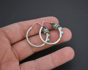 Ethnic Hoop Earrings with Turquoise - SMALL