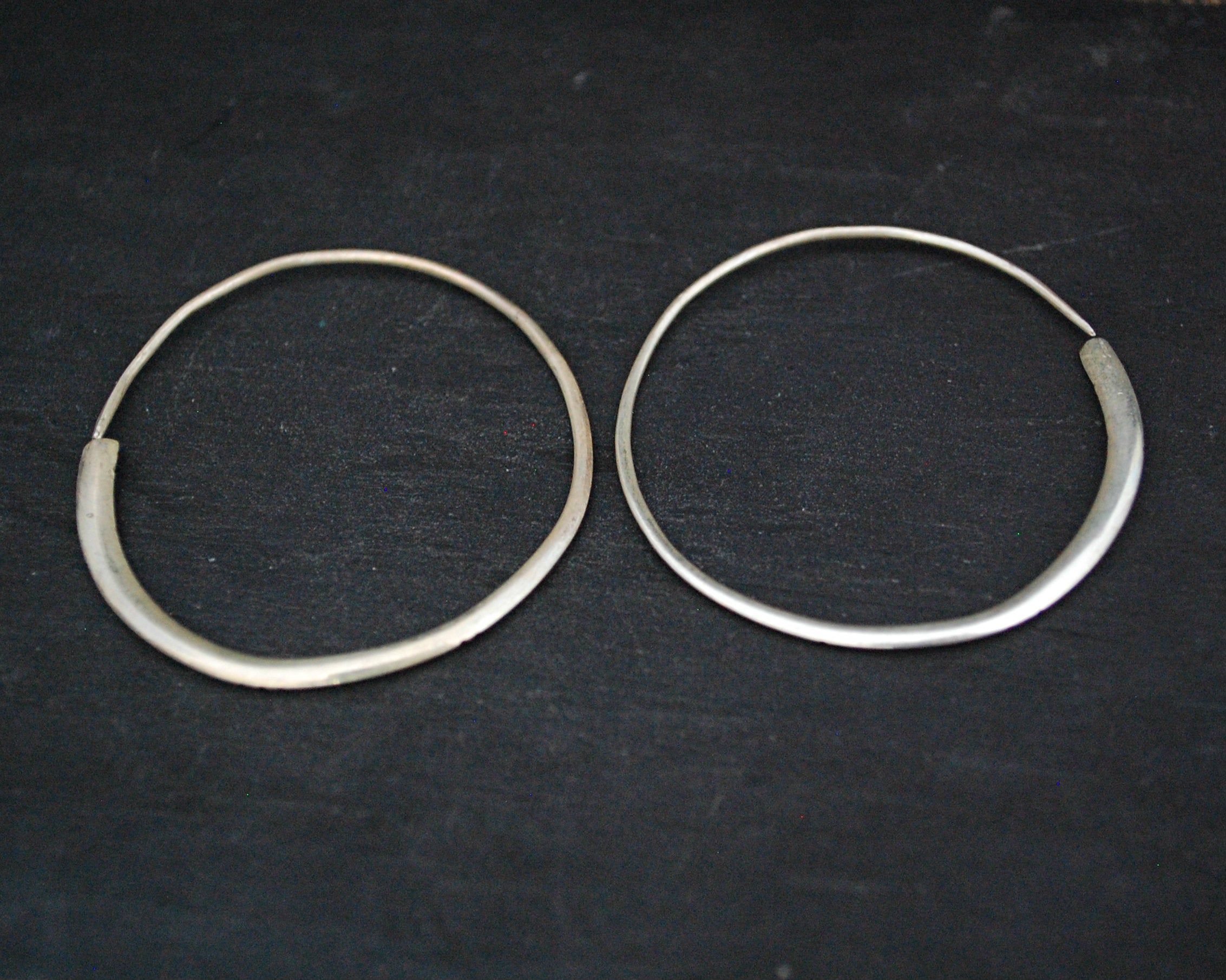 Tuareg Hoop Earrings with Ebony Inlay - LARGE