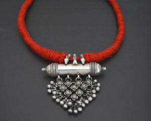 Rajasthani Silver Taviz Cotton Necklace