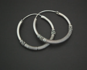 Large Ethnic Bali Hoop Earrings with Wire Work