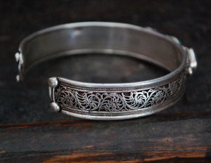 Nepali Turquoise Cuff Bracelet with Filigree Work