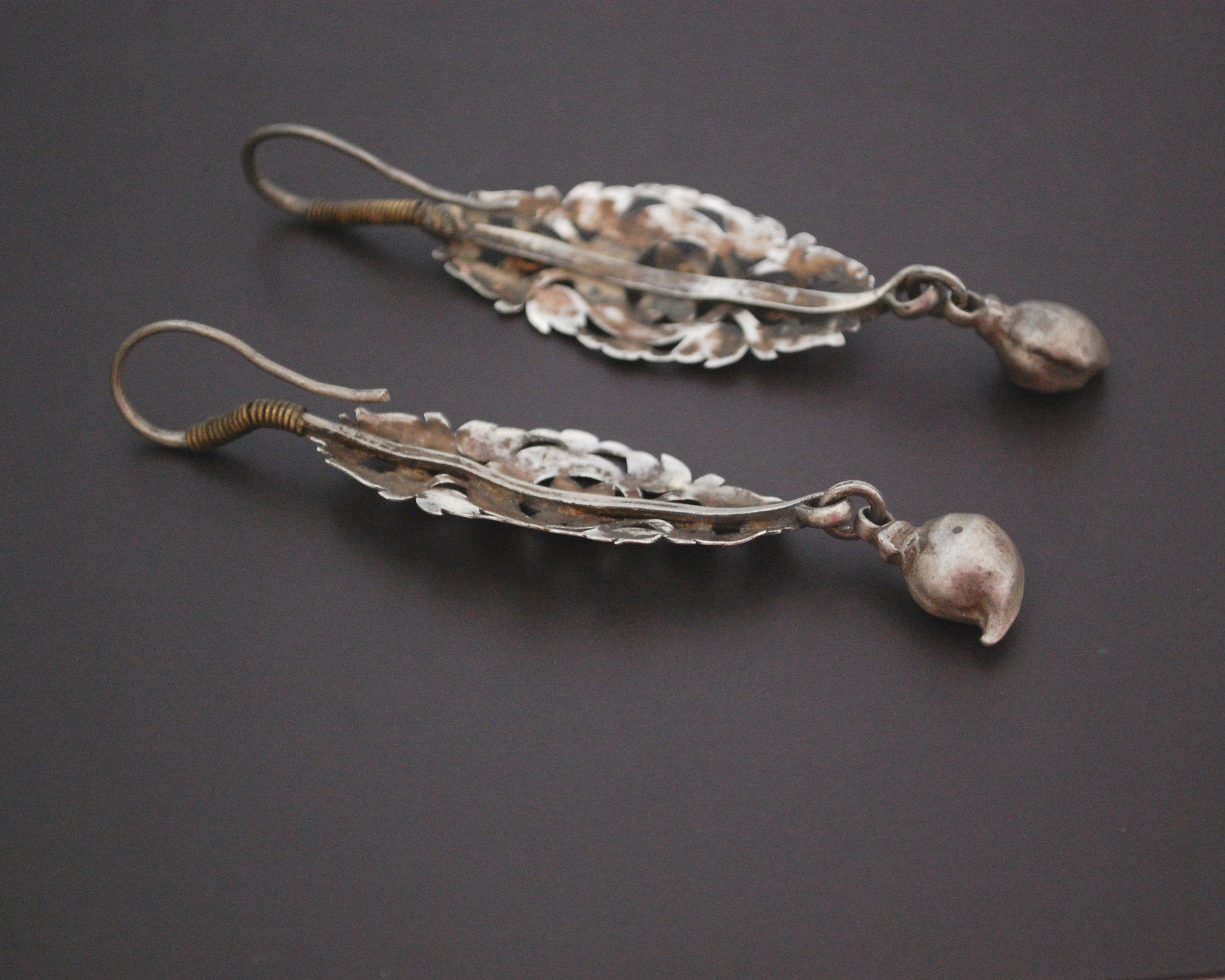Vintage Afghani Silver Gilded Earrings