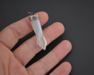 White Agate Figa Hand Lucky Charm Pendant