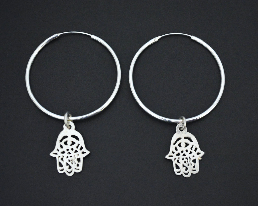 Hand of Fatima Hoop Earrings - LARGE