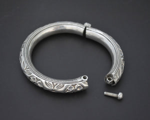 Hinged Repoussee Silver Bangle Bracelet from India