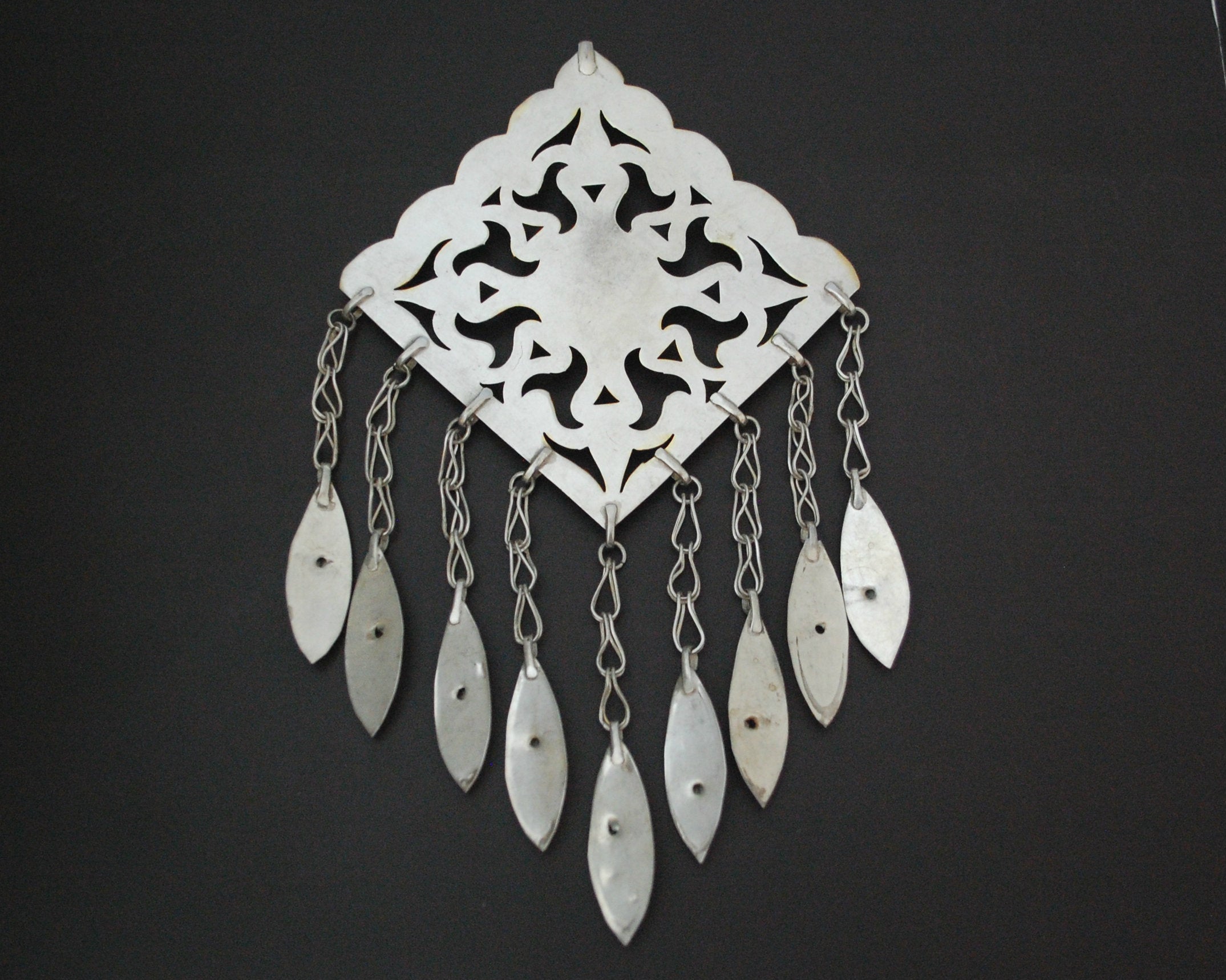 Antique Turkmen Pendant with Carnelian and Dangles
