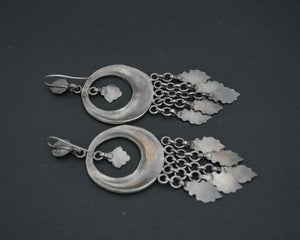 Long Indian Silver Earrings with Dangles