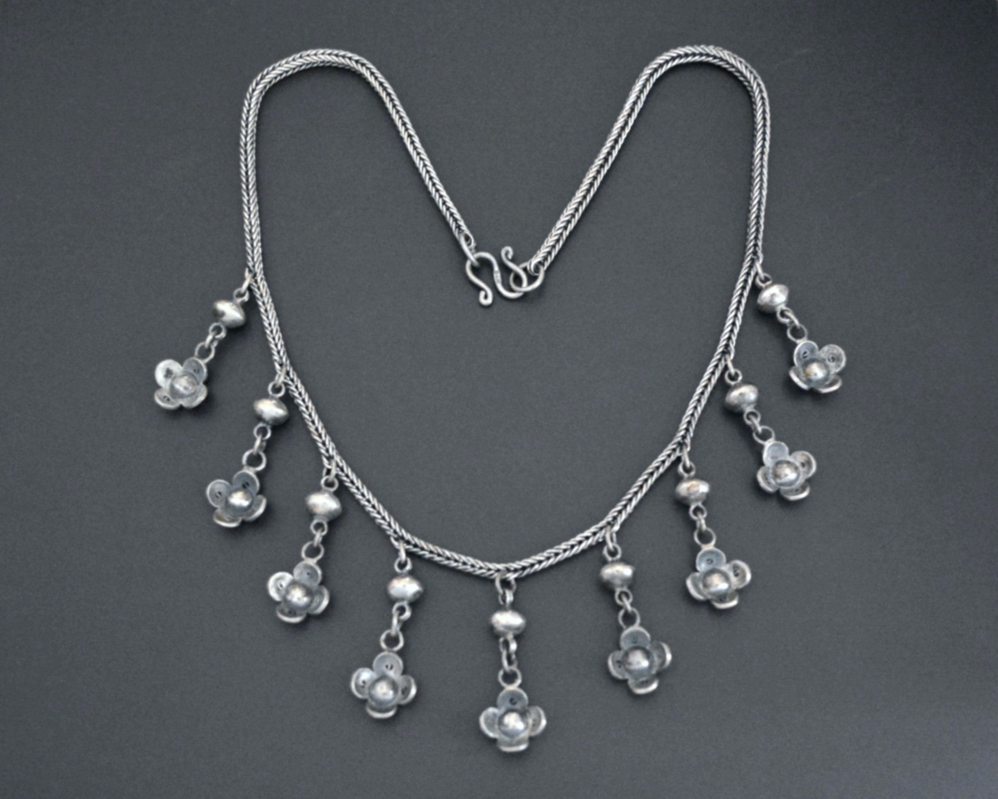 Bali Braided Snake Chain Necklace with Dangles