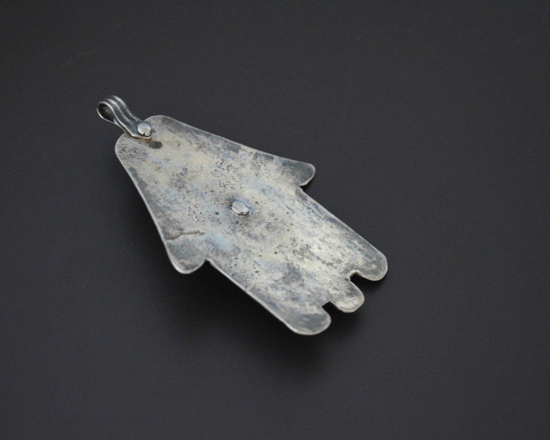 Large Hamsa Pendant with Red Glass