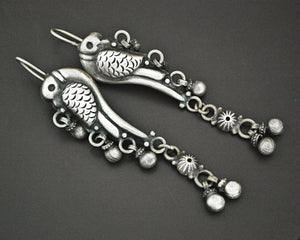 Indian Birdy Silver Earrings with Bells