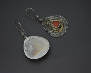 Turkmen Gilded Earrings with Carnelian