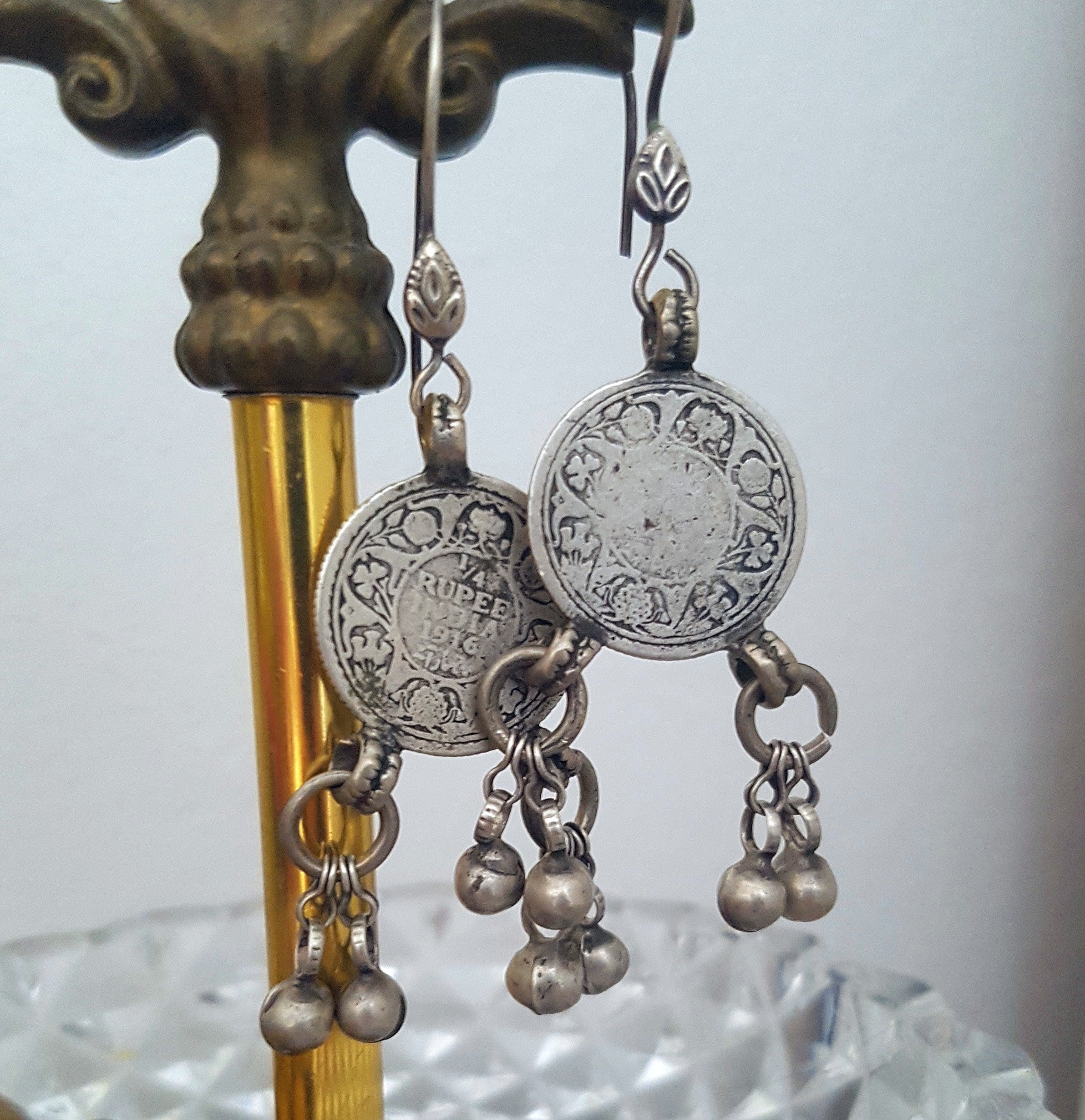 Reserved E. -Indian Coin Dangle Earrings with Bells