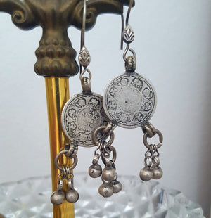 Reserved E. -Indian Coin Dangle Earrings with Bells