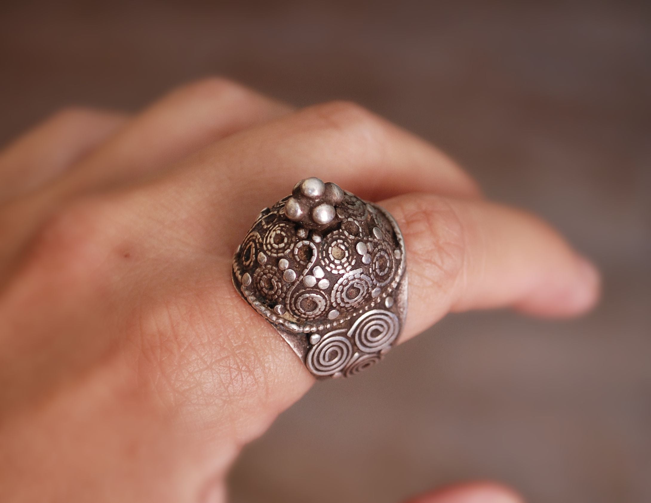 Antique Rajasthani Silver Ring - Size 8.5