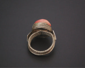 Antique Yemeni Bedouin Ring with Old Glass - Size 5.25