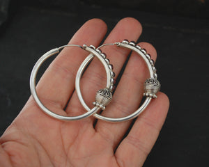 Ethnic Hoop Earrings with Garnet - LARGE